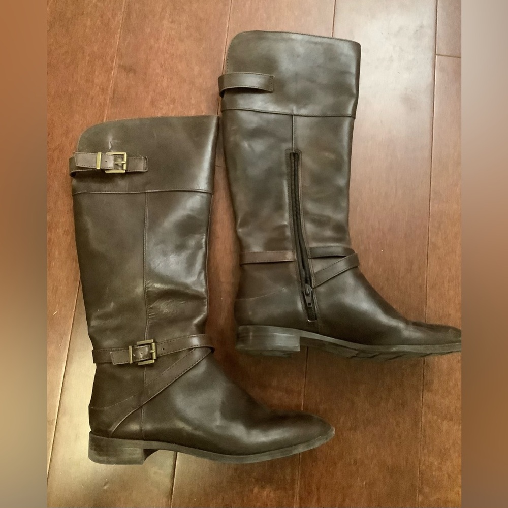 Saks fifth avenue dark brown leather high boots 6.5 women’s riding boots